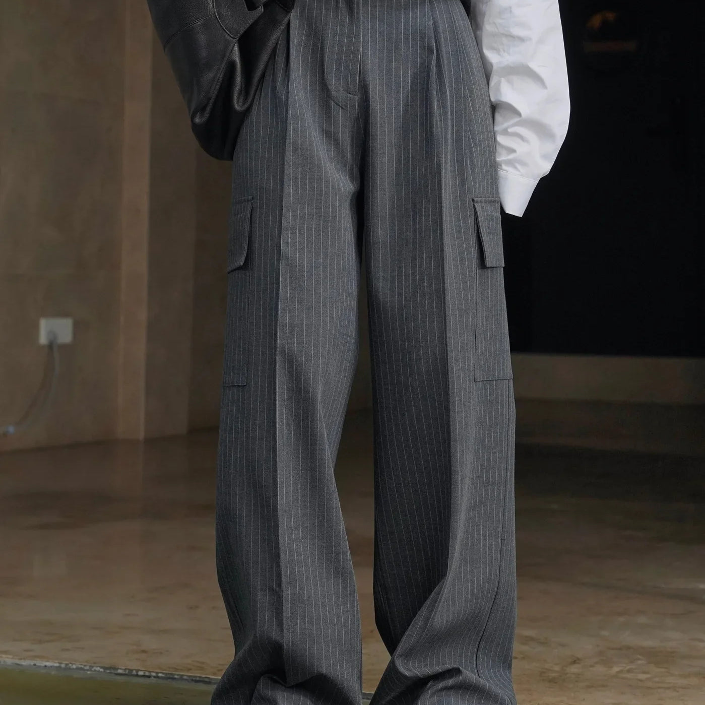 Spring and autumn women's casual striped high waisted loose pants