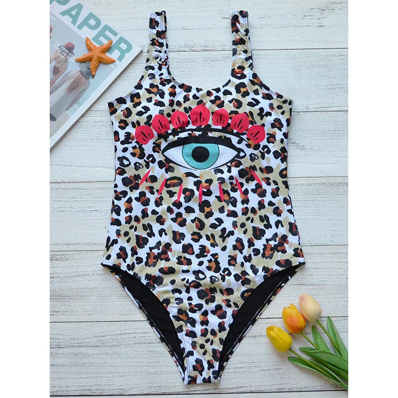 Print One Piece Swimsuit Women Swimwear Push Up Monokini Backless Bathing Suit Swimming Suit Beach Wear Bather Female Style 3