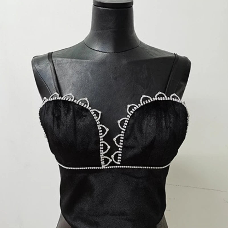 Solid Spliced Bead Three Piece Sets for Women Lapel Long Sleeves Top V Neck Sleeveless Vest Long Pants Set Female