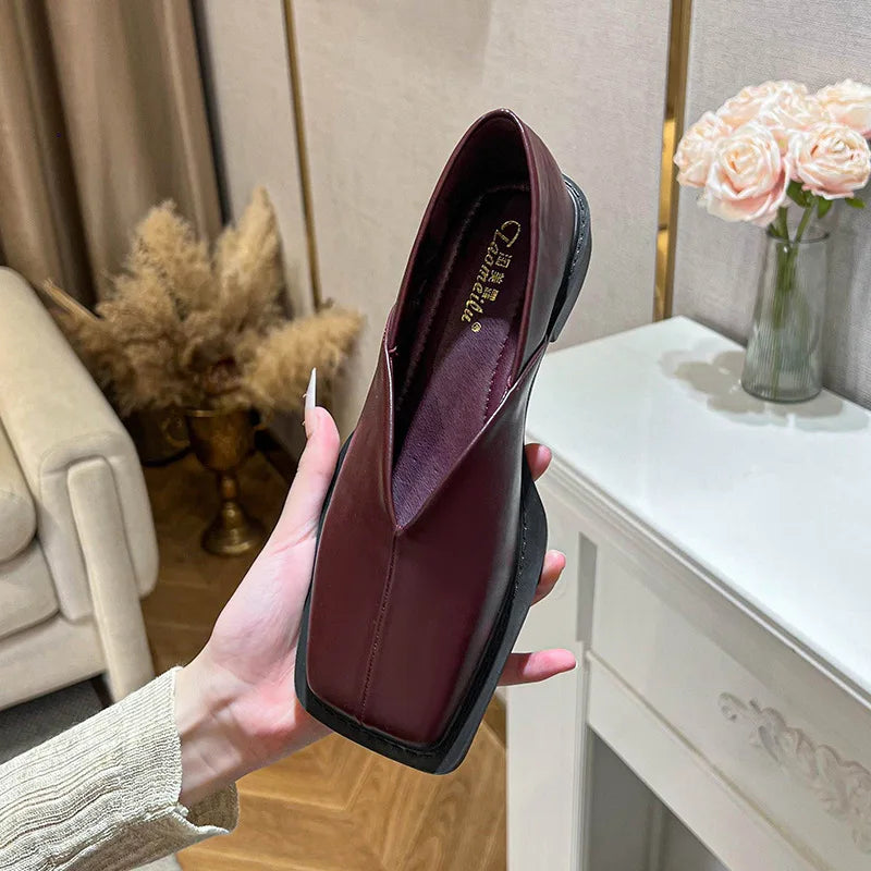 New spring women's outerwear shoes Square toe design Mary Jane shoes Women's casual low-heeled shoes Work boat shoes 41-43