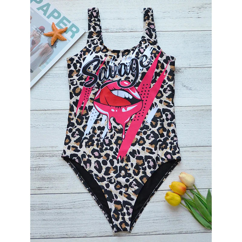 Print One Piece Swimsuit Women Swimwear Push Up Monokini Backless Bathing Suit Swimming Suit Beach Wear Bather Female Style 1