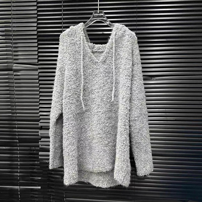 Autumn Winter New Niche Design Lazy Style Fashion Loose Soft Hooded Sweater For Women Elastic Waist Pants 11A07783 only Gray Jacket