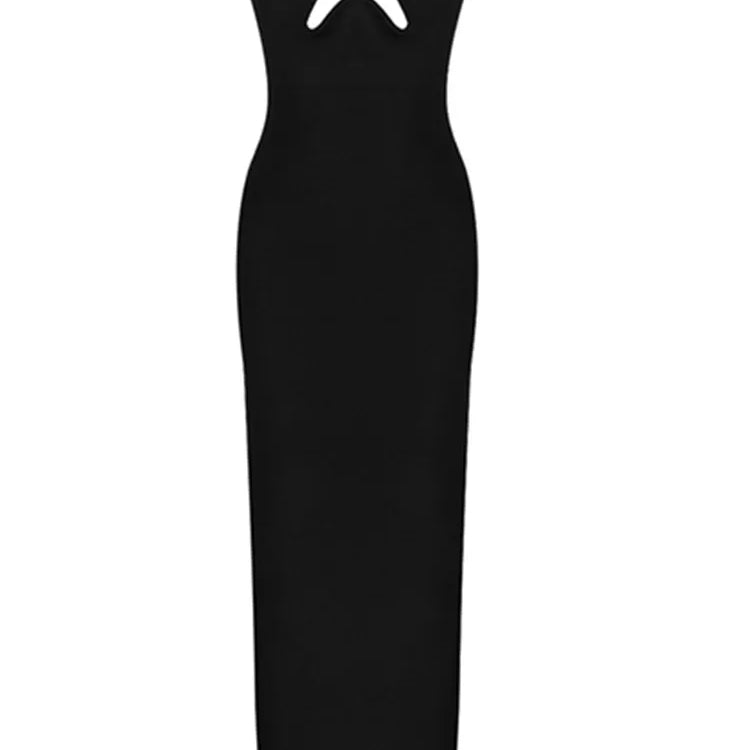 Women Winter Sexy Strapless Backless Split Black Maxi Long Bodycon Bandage Dress 2022 Elegant Evening Party Club Dress Vestidos black