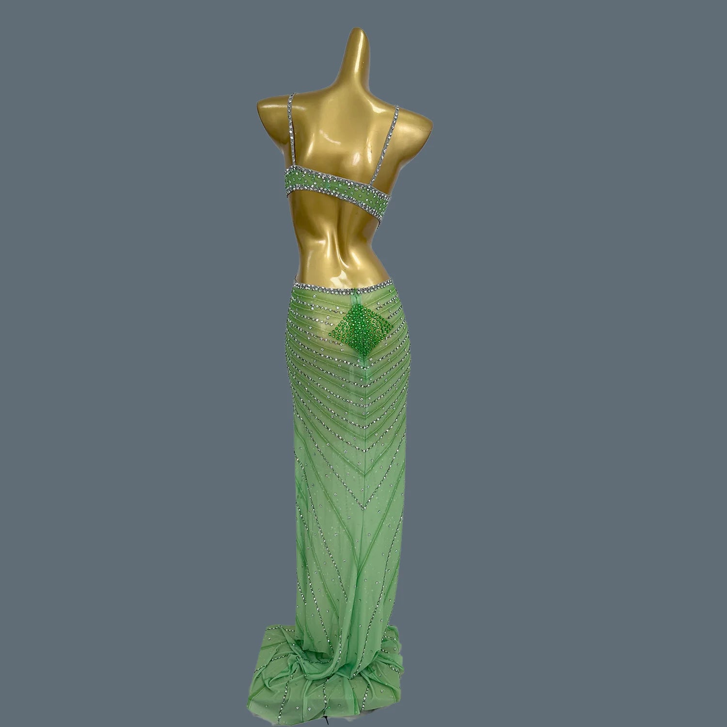 Elegant Crystal Party Evening Gown Cocktail Long Dress Dinner Gown Women Costume Sexy Sparkly Rhinestone Club Party Dress Xigua