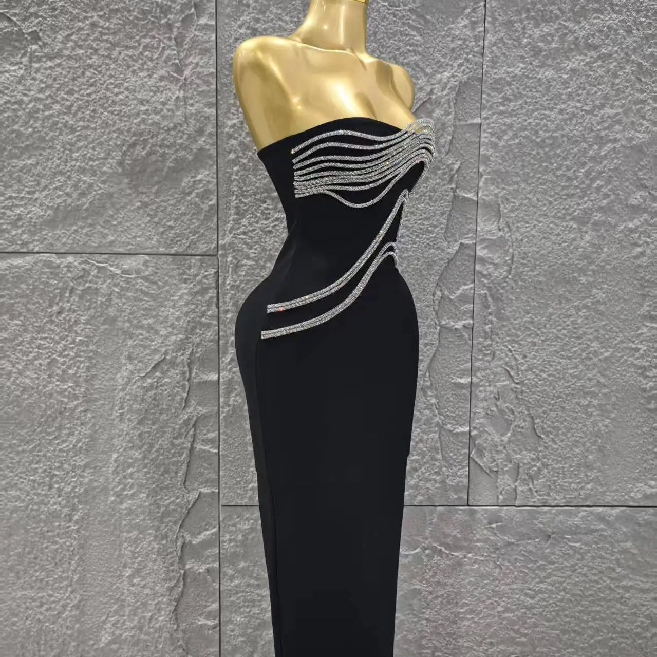 High Women Sexy Strapless Shinning Sequins Bodycon Long Bandage Dress Celebrate Evening Party Cocktail Outfit Vestido