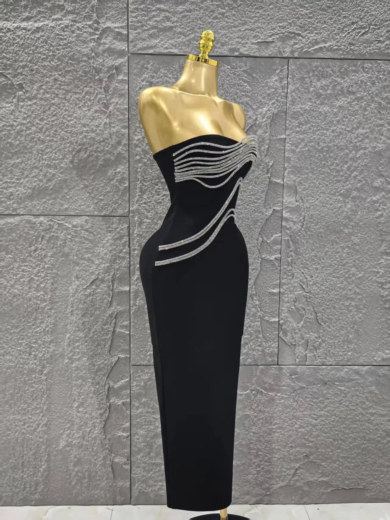 High Women Sexy Strapless Shinning Sequins Bodycon Long Bandage Dress Celebrate Evening Party Cocktail Outfit Vestido