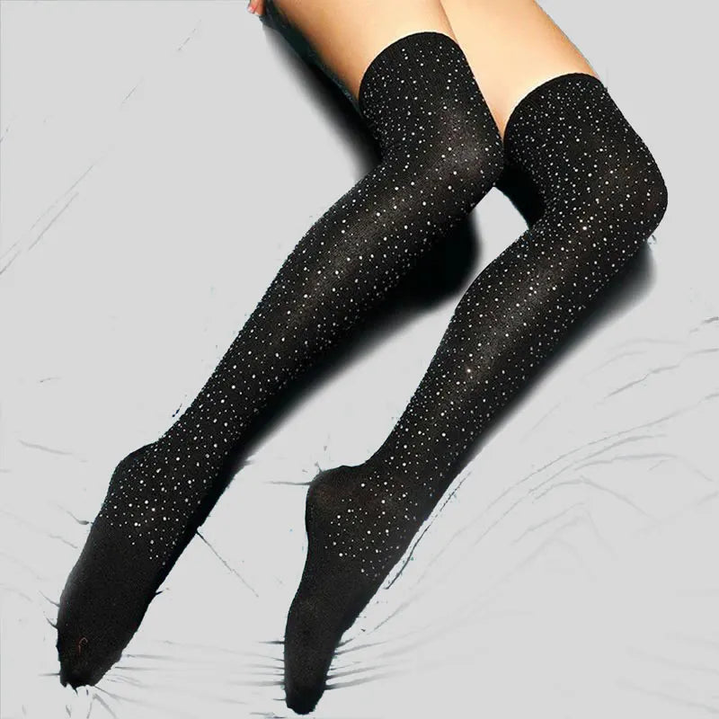 Sexy Rhinestone Lingeri Long Sock Women Long Sock Thigh High Over The Knee Stockings sexy Lolita Ladies Girls Warm Knee Socks