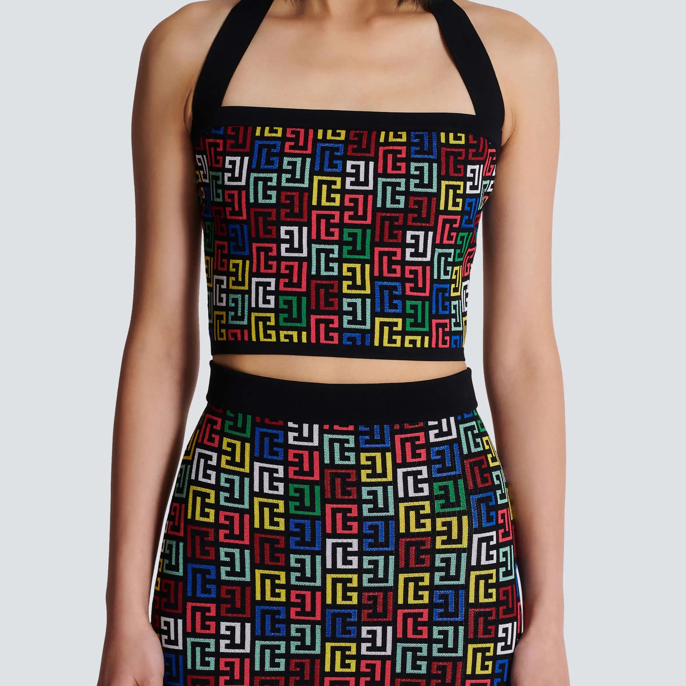 Women Sexy Halter Backless 2 Pieces Bodycon Mini Dress Jacquared Off the Shoulder Celebrate Nightclub Party Outfit black