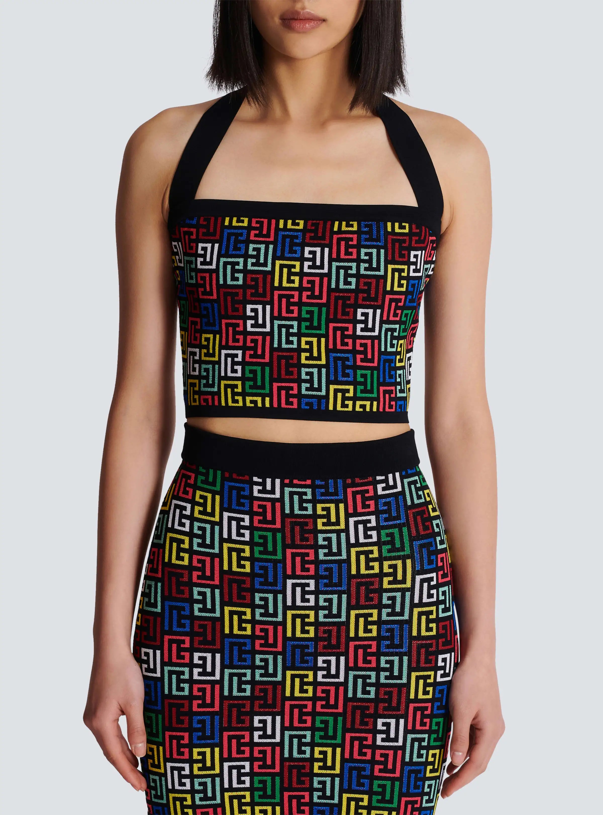 Women Sexy Halter Backless 2 Pieces Bodycon Mini Dress Jacquared Off the Shoulder Celebrate Nightclub Party Outfit black