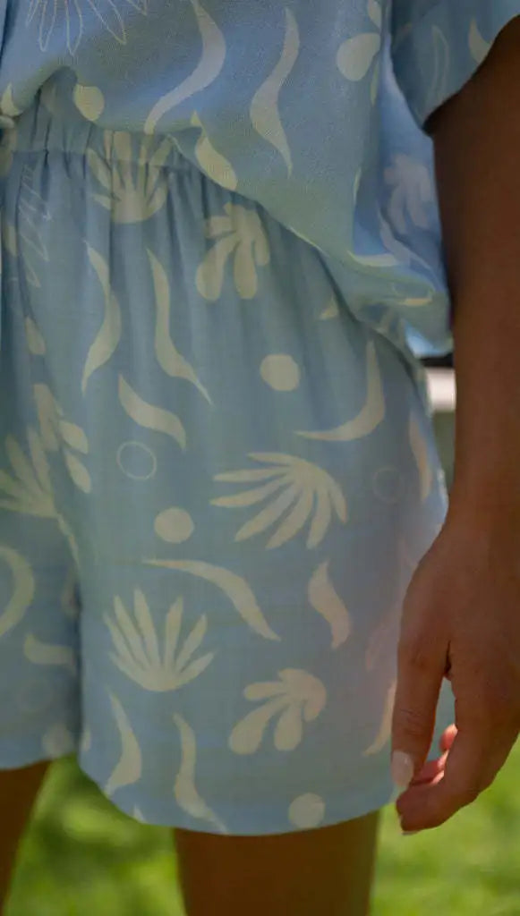 Printed Shirts Shorts Suit Female Holiday Casual Short Sleeve Loose Pocket Top Women Two Pieces Set Summer Elegant Outfits