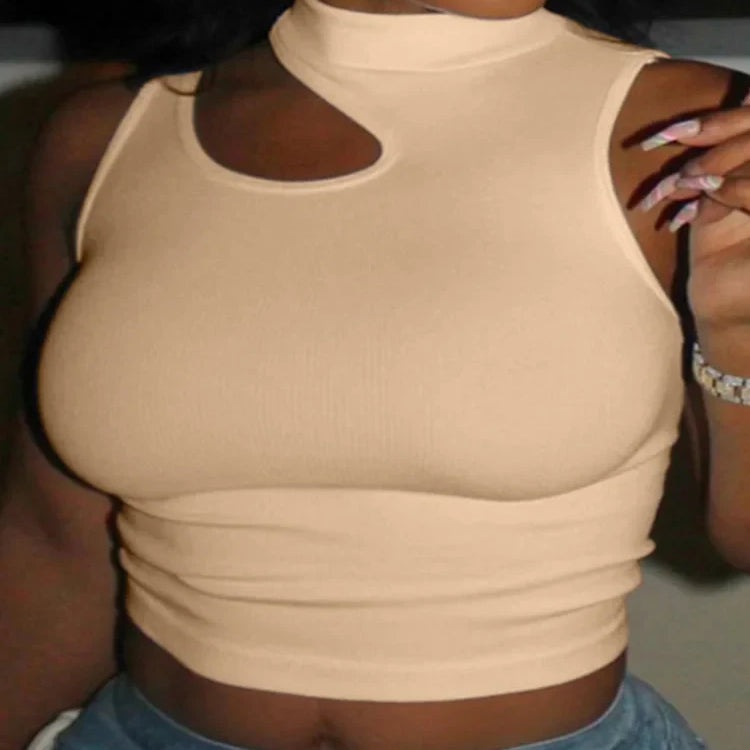 Cut Out Sexy Crop Tops Women Off Shoulder Solid Elasticity Skinny Sport Short Tops Women Tank Summer Tube Tops