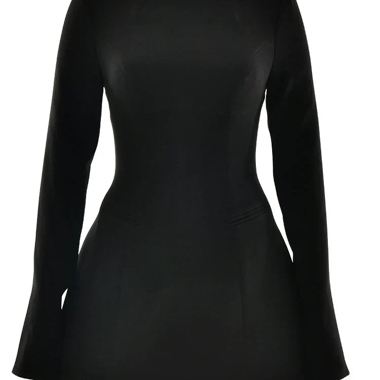 JULISSA MO Sexy Backless Round Neck Women Dress Black Long Sleeve A-line Blazer Dress Autumn New Elegant Party Club Outfits 2024