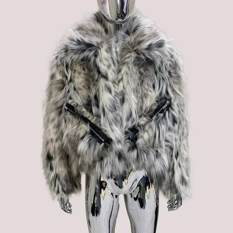 Lautaro Autumn Winter Short Colorful Multicolored Thick Warm Hairy Faux Fox Fur Coat Men Luxury Designer Clothes Fluffy Jacket