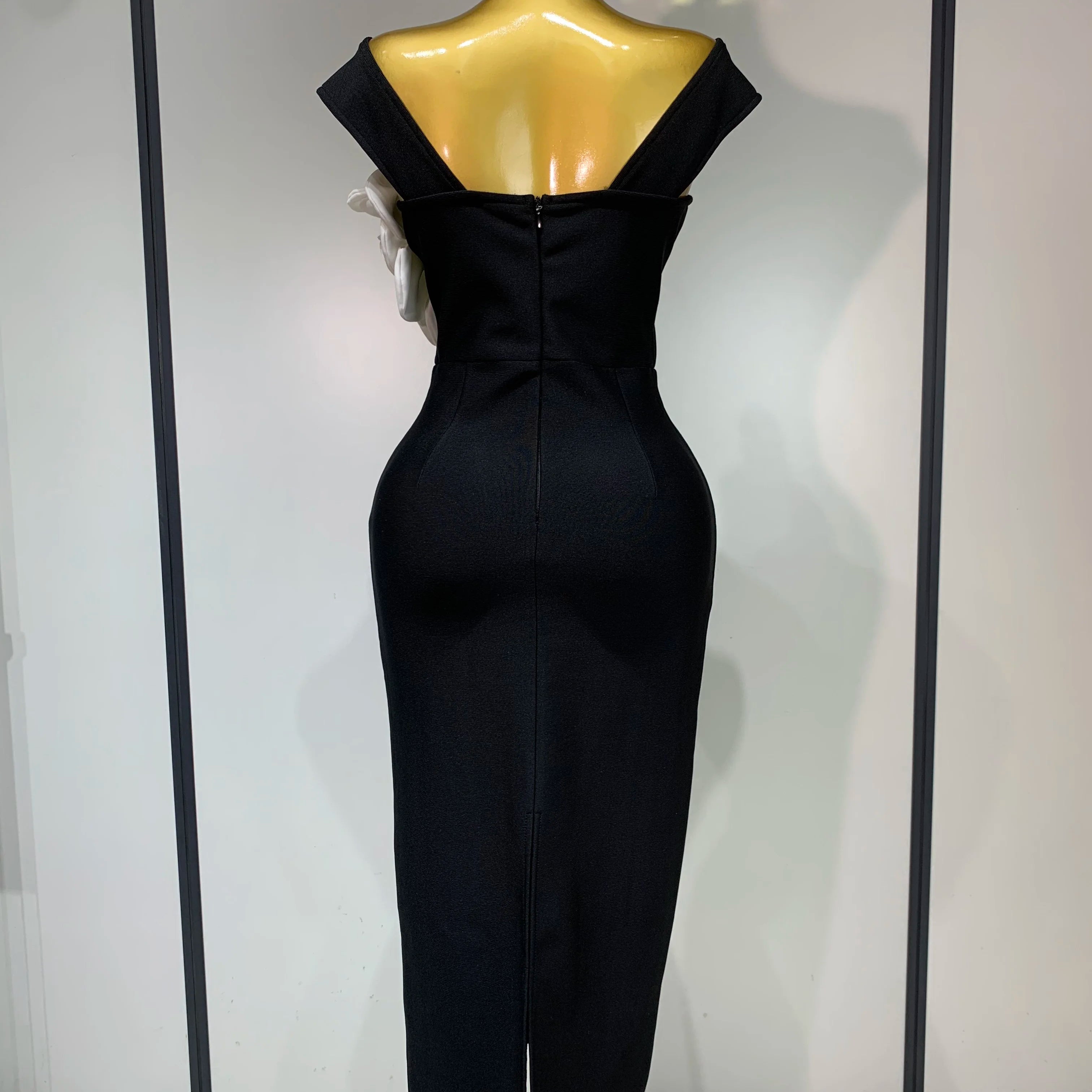 Women Sexy Off Shoulder Backless Bandage Dress Celebrity Elegant Flowers Evening Party Luxury Bithday Outfit Fashion Show Gowns