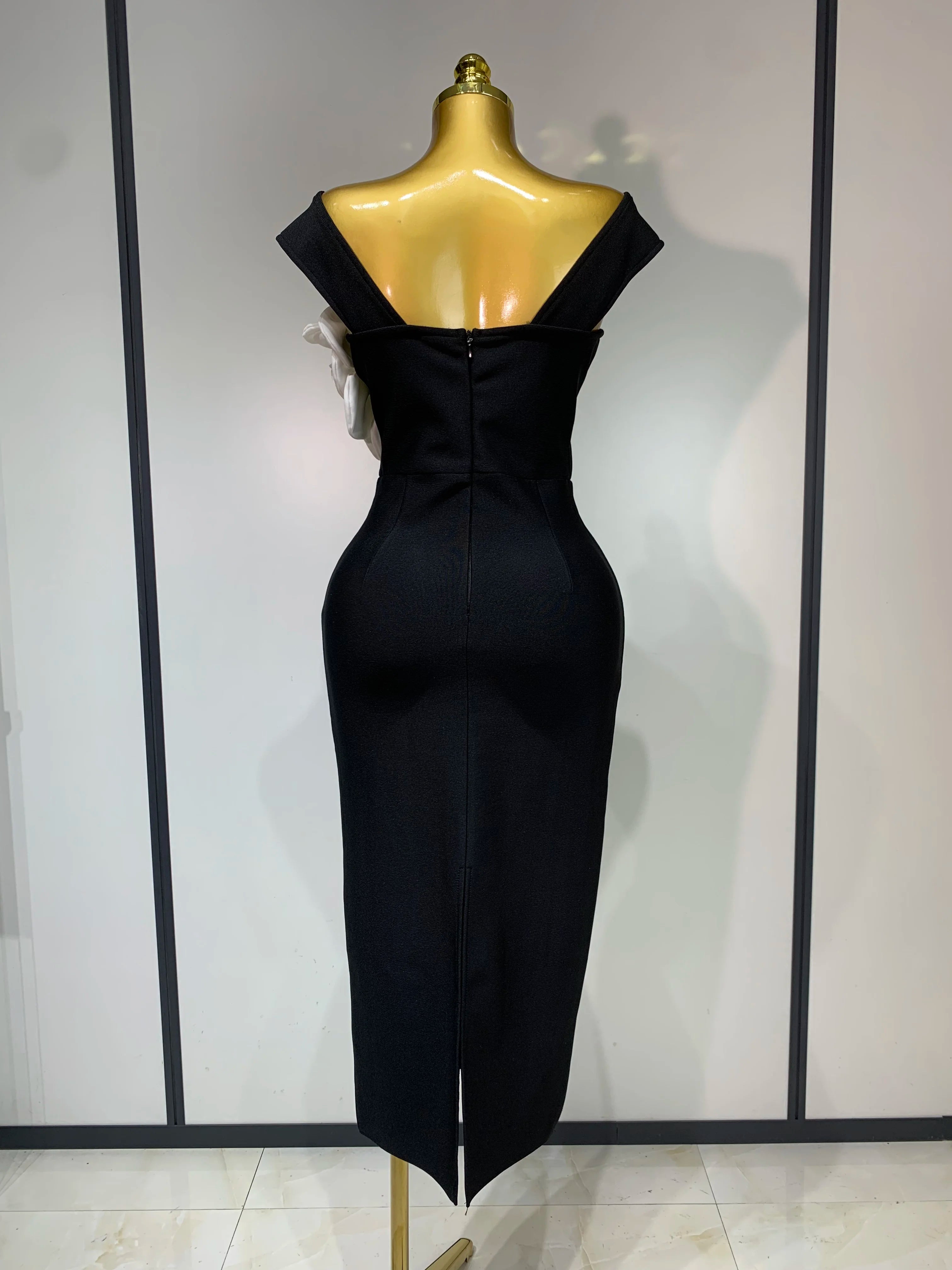 Women Sexy Off Shoulder Backless Bandage Dress Celebrity Elegant Flowers Evening Party Luxury Bithday Outfit Fashion Show Gowns