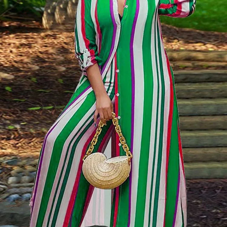 2 Piece Outfit Set Women Plus Size Matching Sets Long Shirt Top and Pants Sets Striped Casual Outfits 5xl Women Autumn Clothes