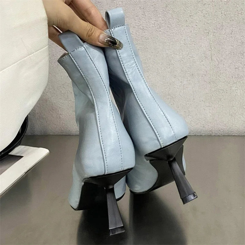 Eilyken New Fashion Pointed Toe Ankle Boots Women Wedding Party Shoes Winter Autumn Slim Short Ladies Booties