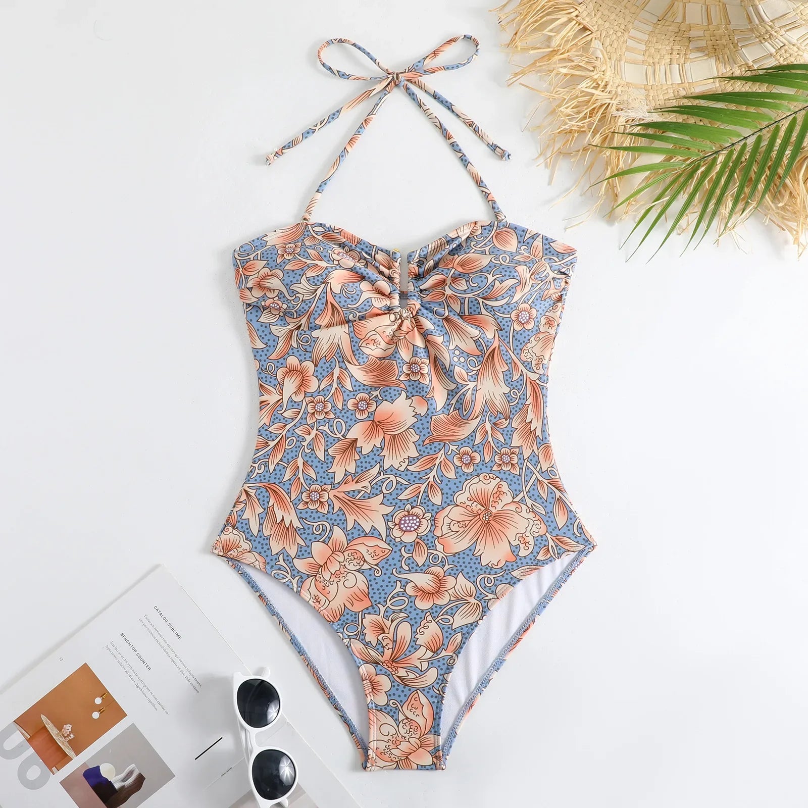 Print Sexy Retro One-piece Women's Swimsuit Set Cover Belly Slimming Swimsuit Vacation Bodysuit Monokini Beachwear Skirt