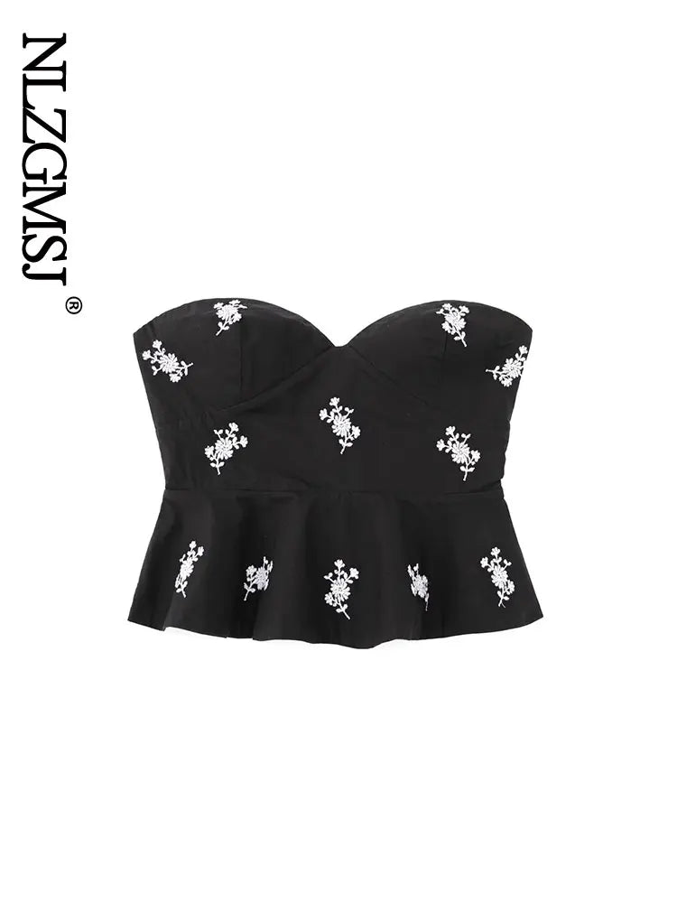 Nlzgmsj Camis Women Sexy Tank Tops Flower Embroidery Slim Sleeveless Camisole Women Fashion Summer Camis 202307 As Picture