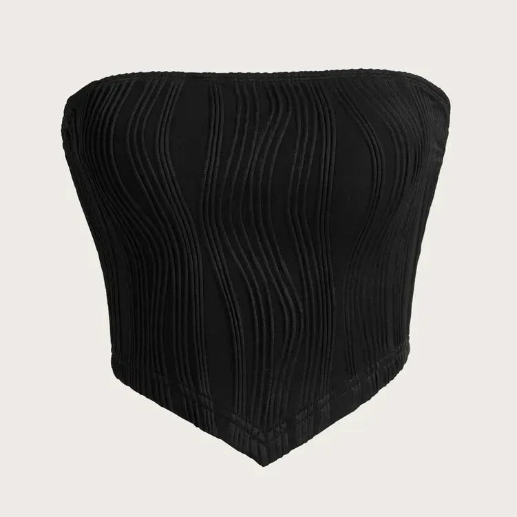 Women Summer Strapless Crop Tube Top Sexy Y2K Clothes Sleeveless Off The Shoulder Tank Top Streetwear Club Party 2024 black