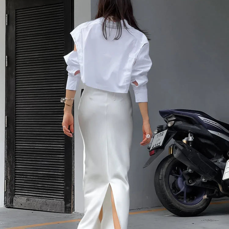 ZBZA Women's Temperament Slim Fit Bag Hip Skirt Elegant Satin Summer Commuter Half Skirt Solid Luxury Slimming A-line Skirt