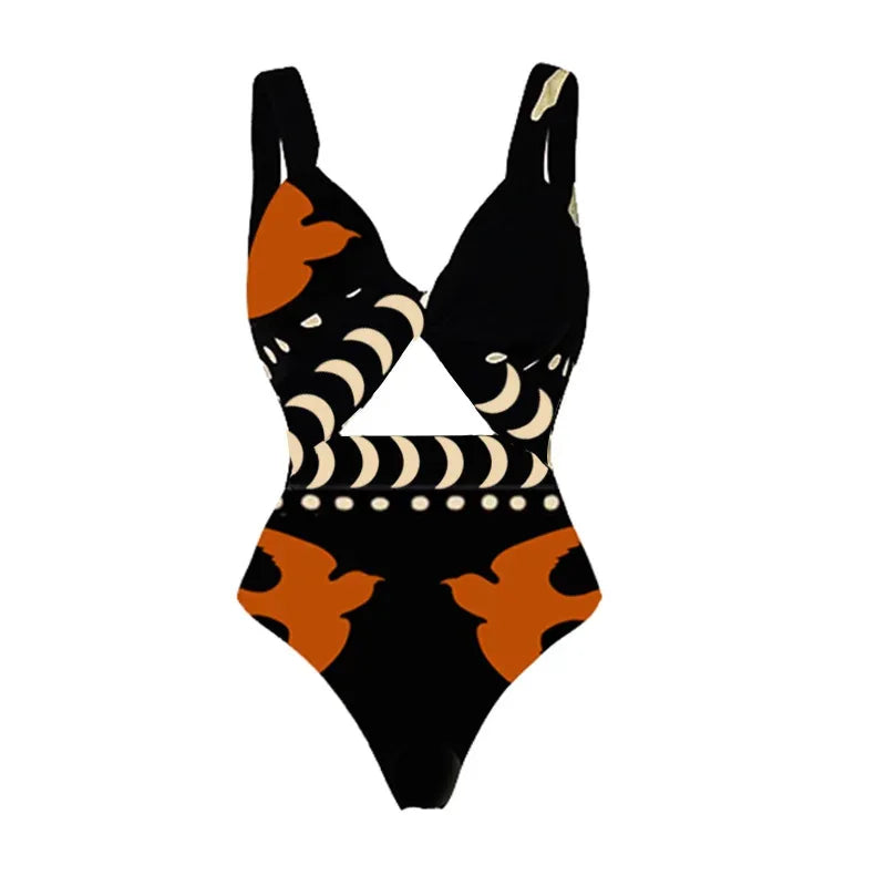 New Hollow Out One Pieces Swimwear+Skirt Bathing Suit Retro Matching Set for Women Two Peices Swimwsuit Bikinis Monokini