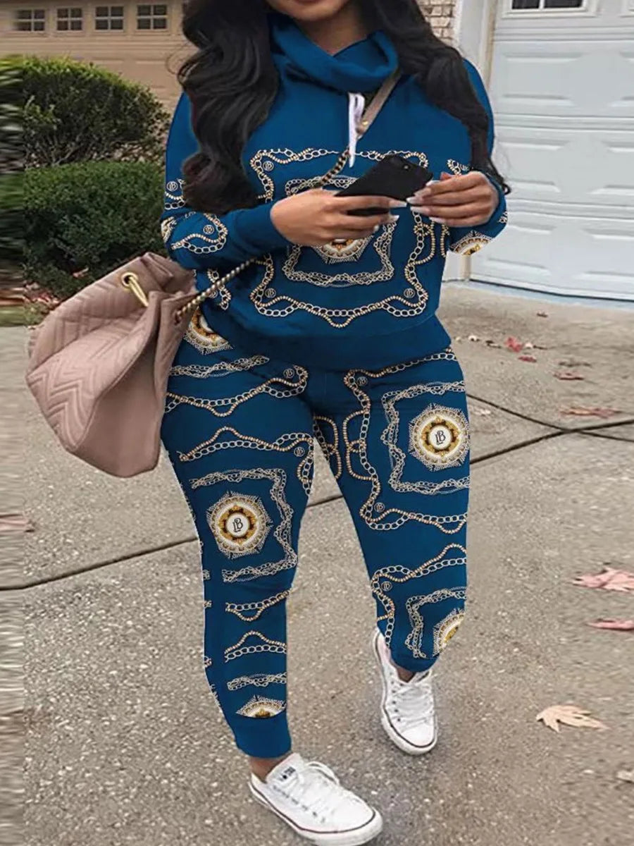 LW Plus Size Tracksuit Sets Drawstring Letter Striped Set Womens 2 Piece Sweatsuits Hoodie & Sweatpants Jogging Suits Outfits MULTI