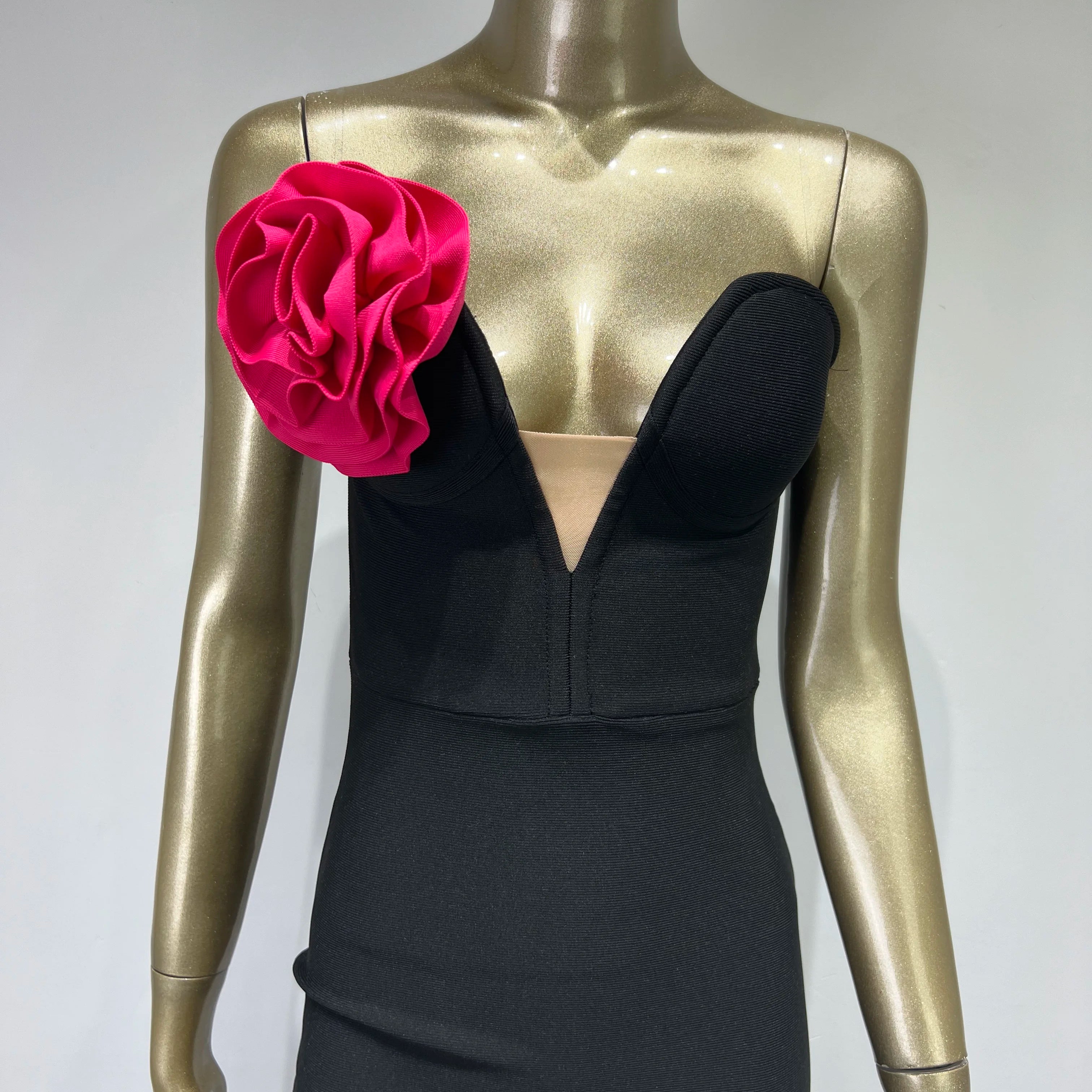 Celebrity Women Summer Sexy Strapless Backless Flower Patchwork Maxi Long Bandage Dress 2024 Elegant Evening Club Party Dress