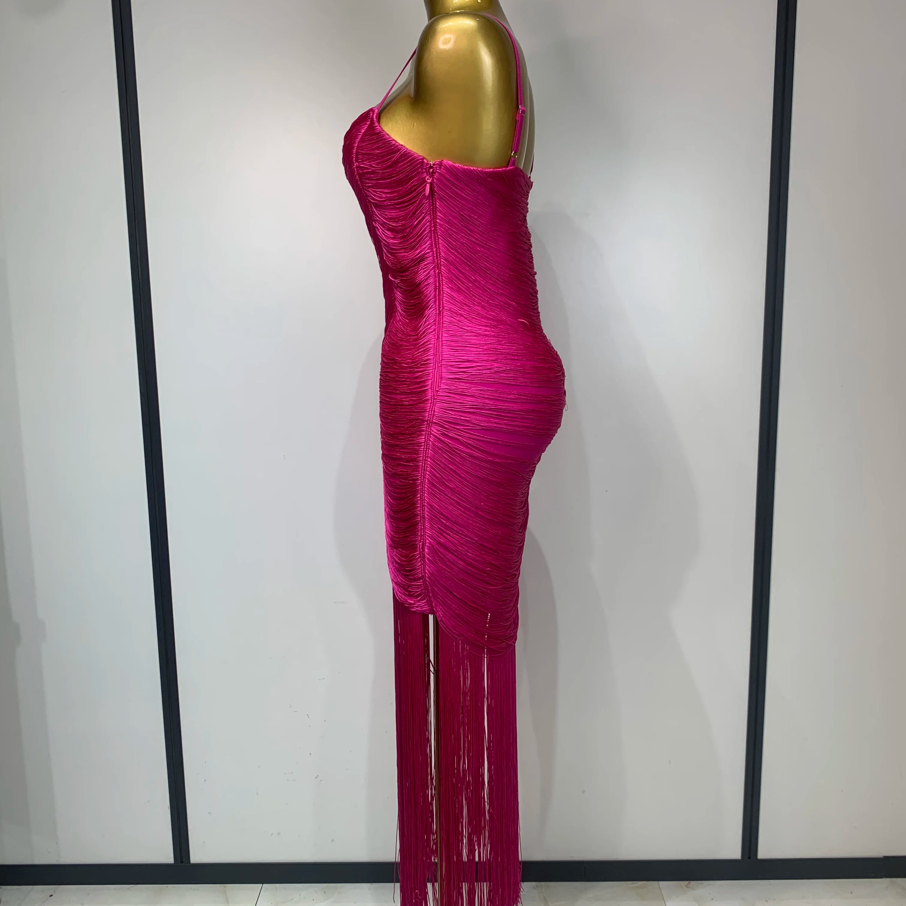 Women Sexy Backless Tassel Bodycon Bandage Dresses Celebrity Elegant Evening Party Nightclub Luxury Birthday Party Outfit ﻿