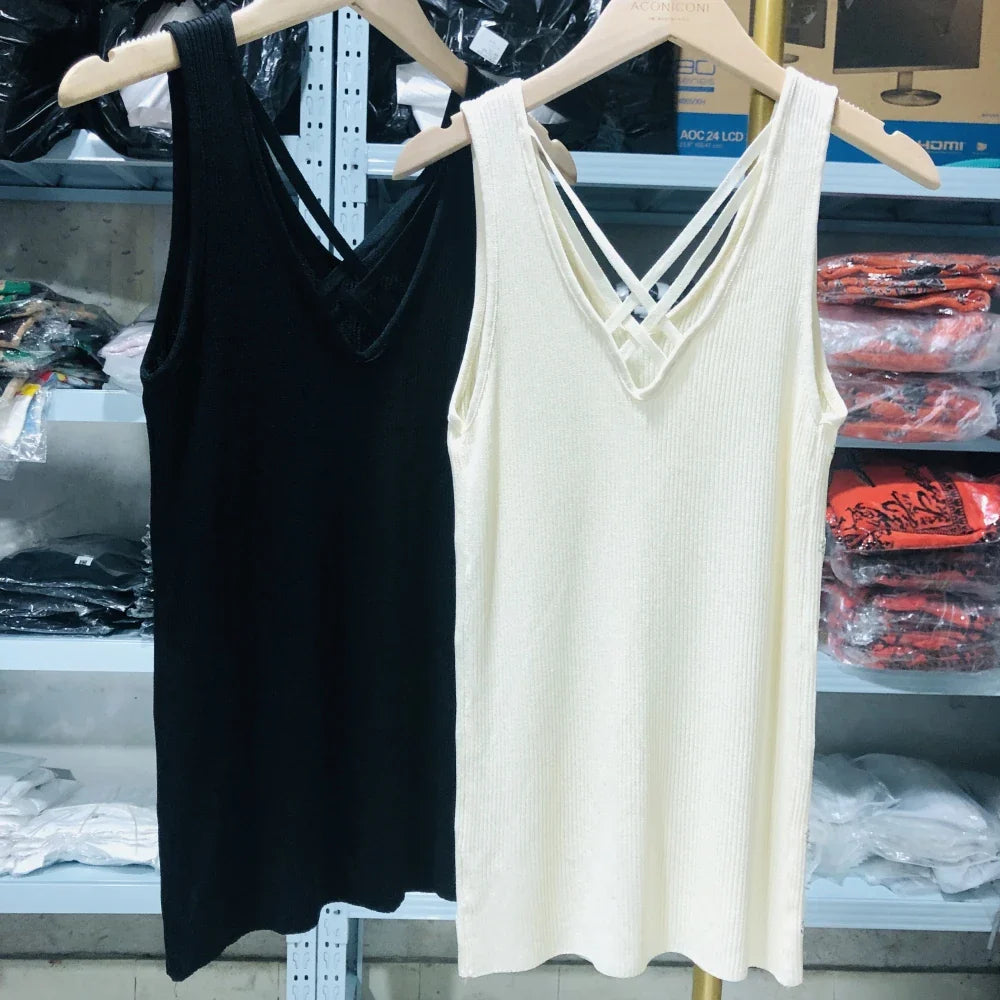 Summer High Elasticity Diamond A Letter AW Wang Tanks Camis Top For Women Y2k 2000s Corset Top Coquette Sexys Clothes