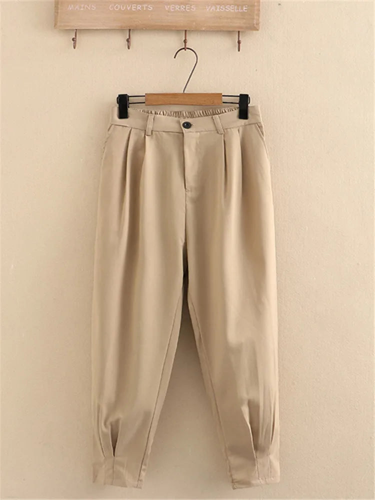 Plus Size Women's Suit Suit Collar Lapel Casual Jacket Elastic Waist Side White Strip Stitched Casual Suit Trousers Combination