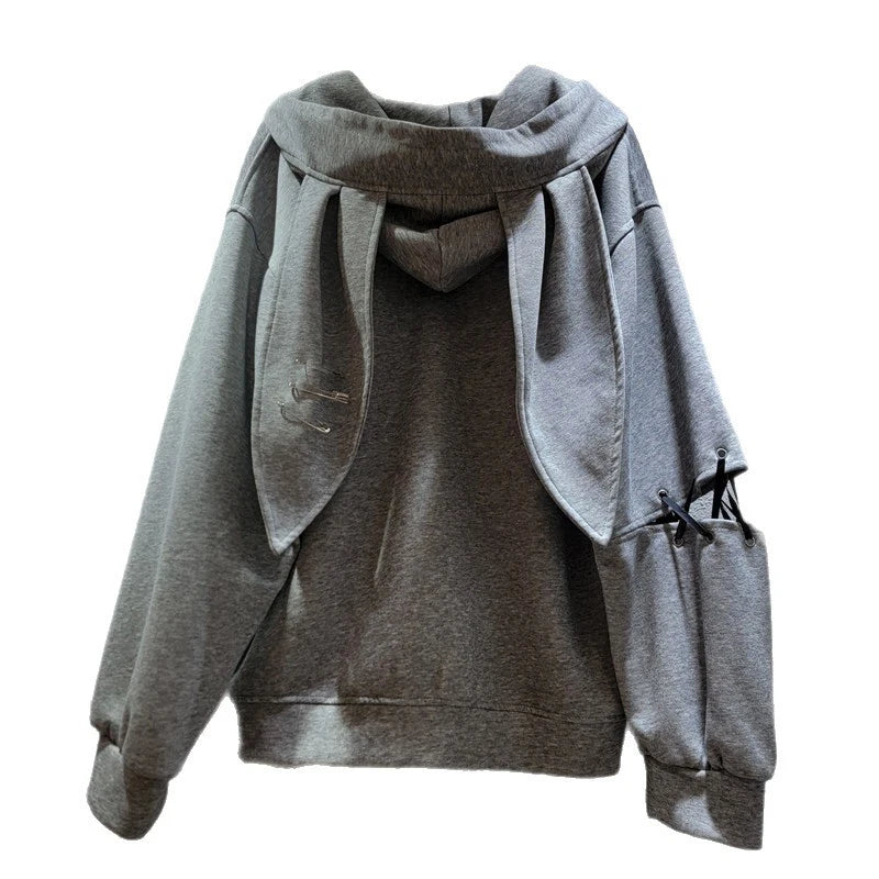 Autumn Winter New Fashion High Street Pin Graffiti Hooded Sweatshirt For Women Y2K Sweet Cool Cardigan Female 11A07705