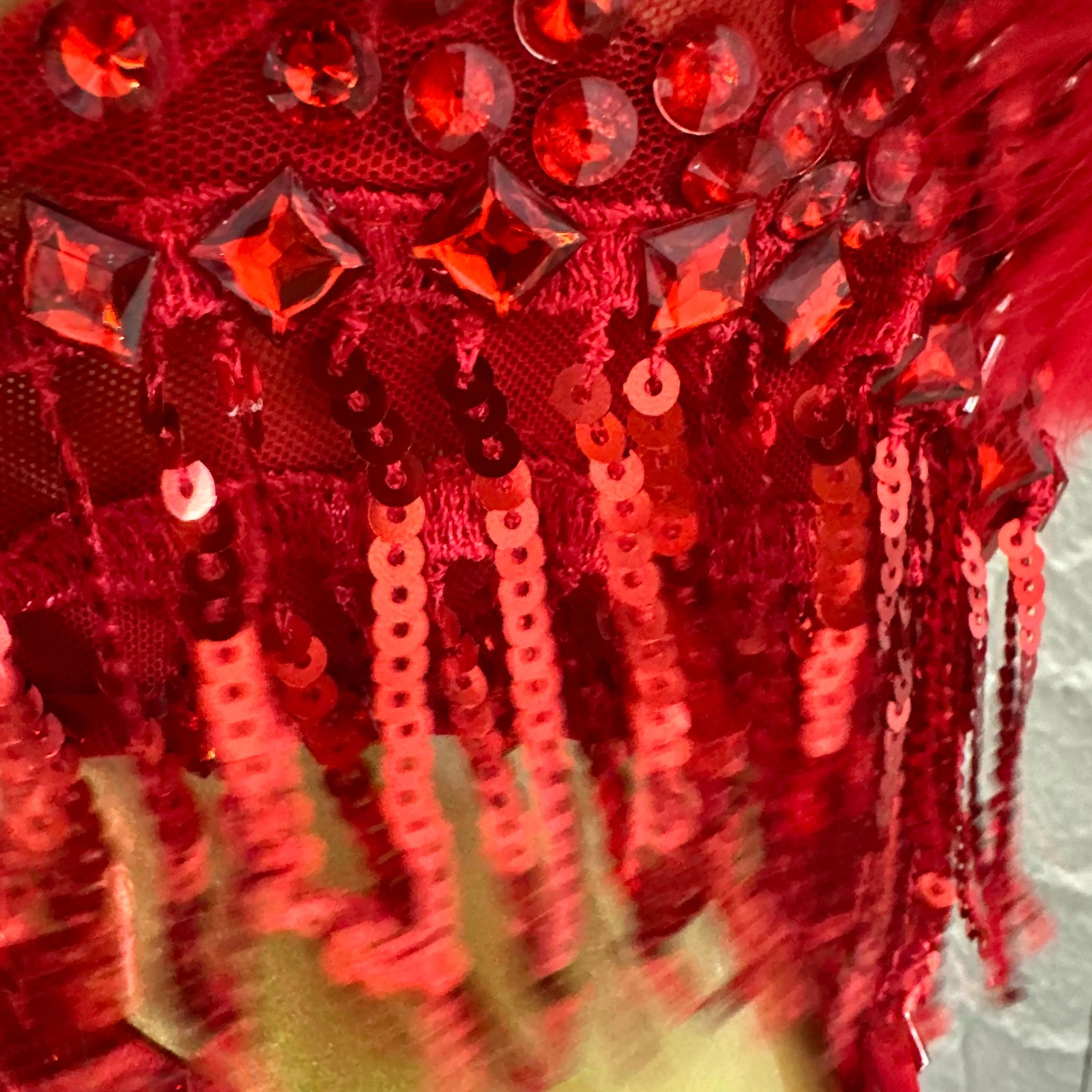 Luxurious Sheer Mesh Bodysuit Women Sexy Crystal Embellished Feather Fringe Trim Spaghetti Strap Outfit Stage Performance Outfit