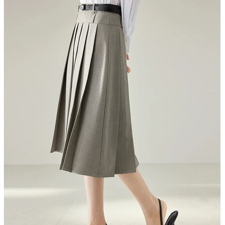 Vimly Elegant Work Flared Pleated Skirts for Women 2023 Fall Fashion Office Lady Woman Autumn A Line Midi Skirt Clothes M2935