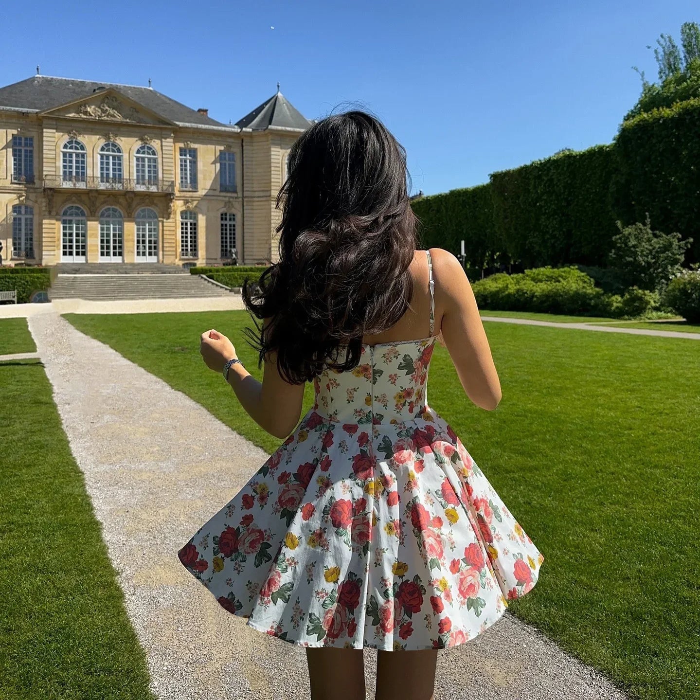 Suninheart Summer Elegant A Line Dress Lovely Floral Print Tulle Skirt Dress Casual Holiday Party Dresses Women 2024 New Arrival