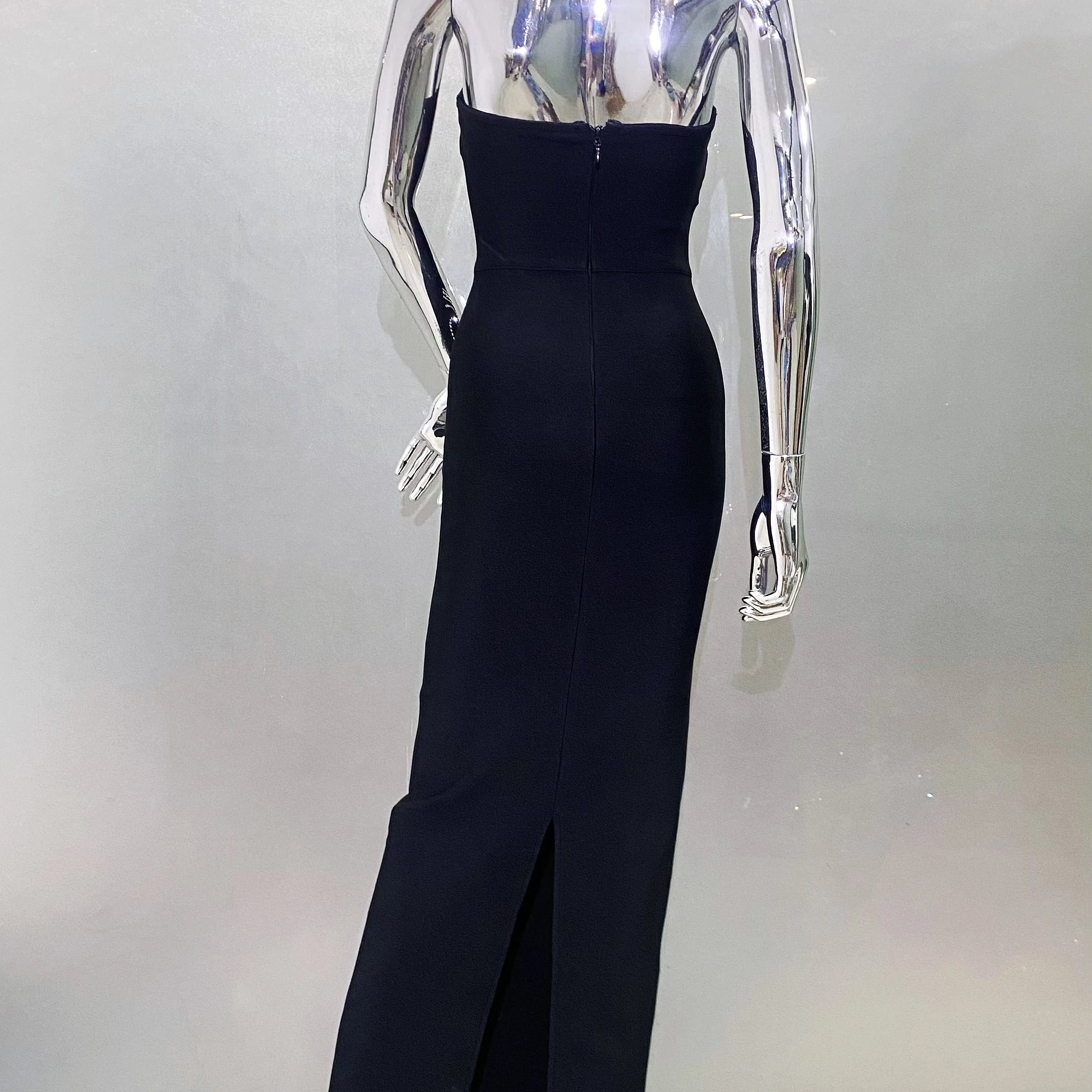 Top Women Sexy Strapless Colorful Rhinestones Bodycon Bandage Long Dress Celebrate Evening Party Birthday Outfit Vestido