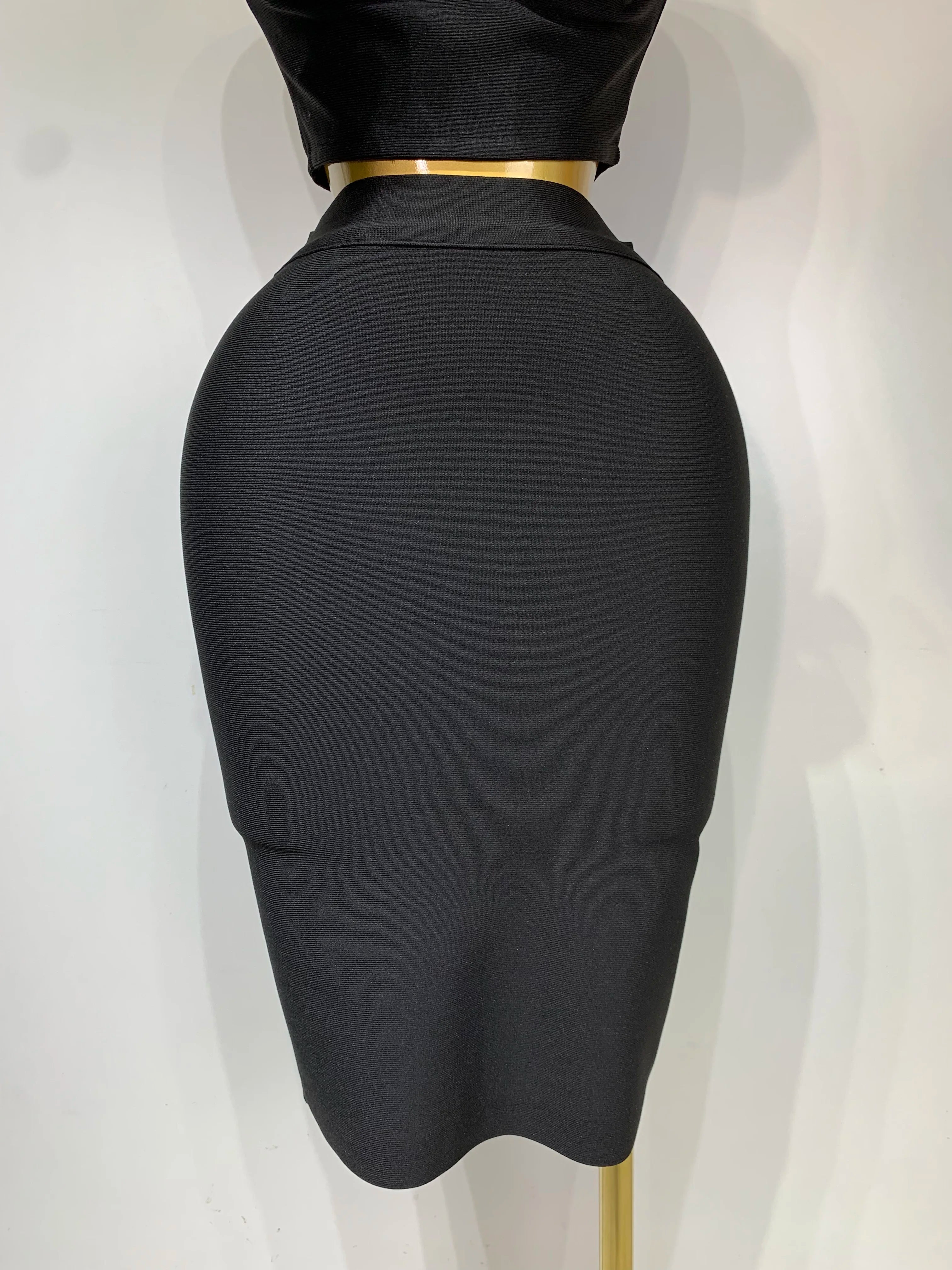 2025 Women 3D Flower Black Bodycon Bandage Two Piece Set Designer High Waist Evening Party Club Birthday Skirt Set