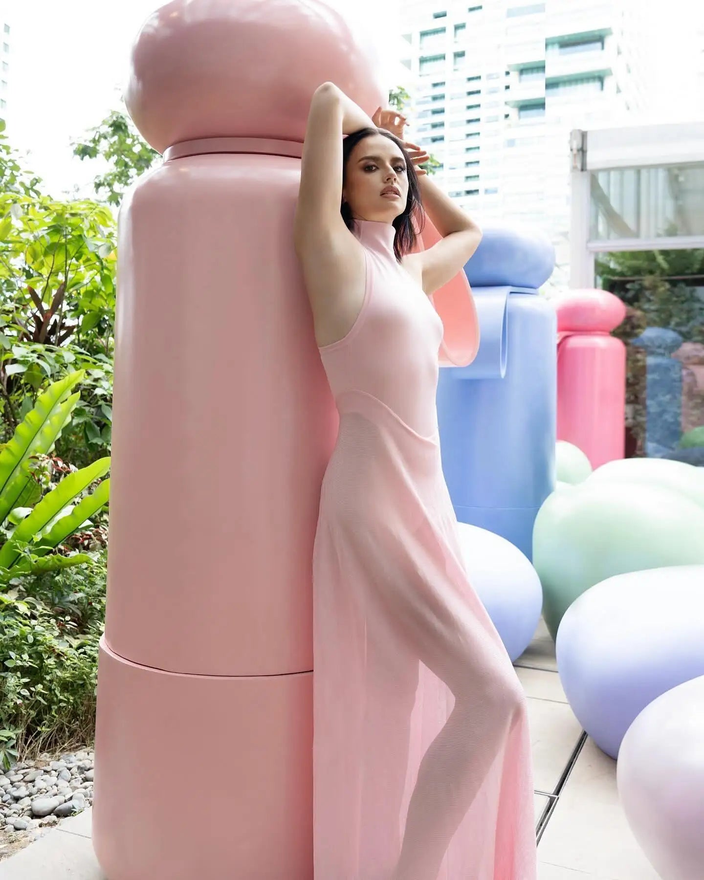 Pink Color Women Celebrity High Street Backless Satin Long Dress Fashion Birthday Party Celebrate Evening Dress Vestido