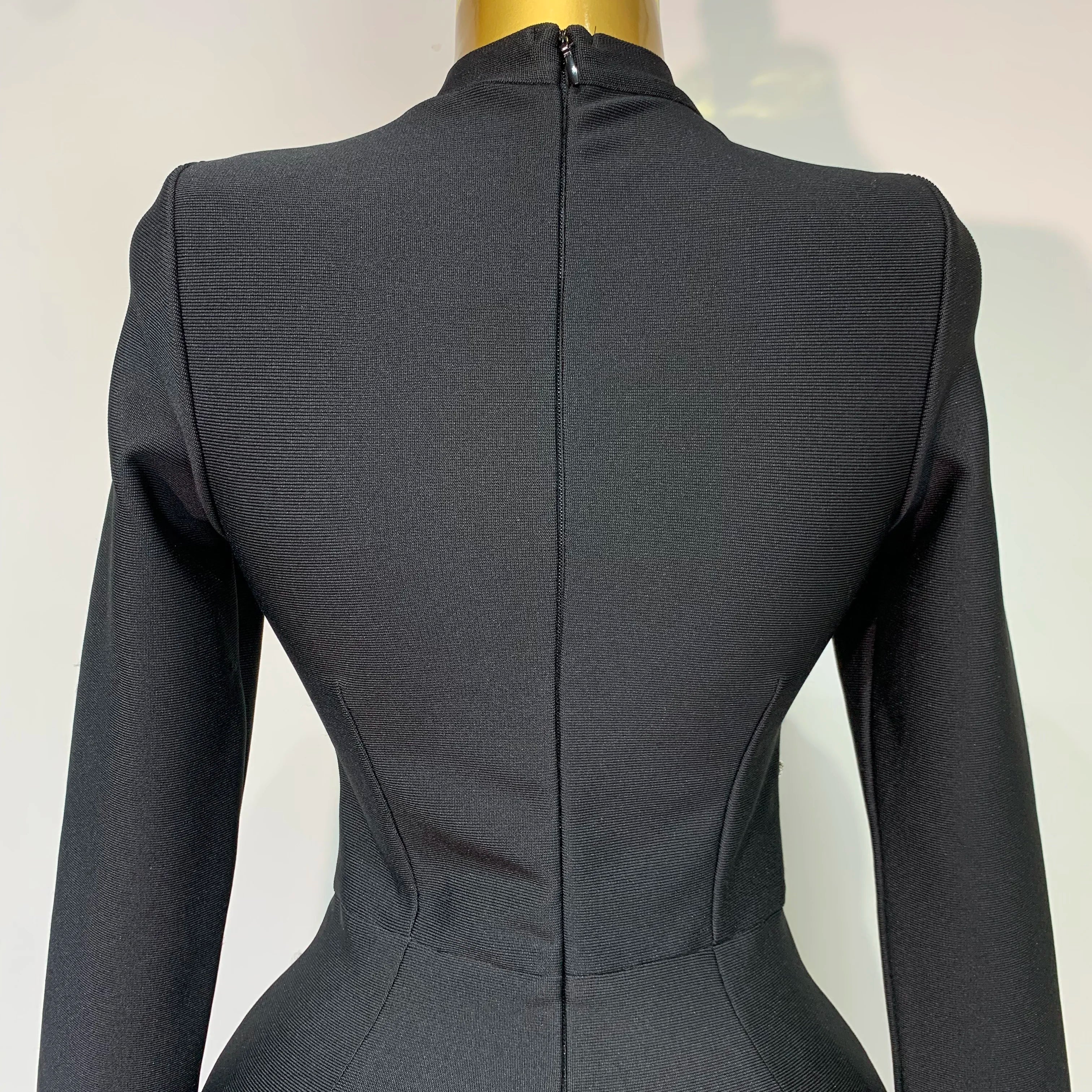 2025 Newest Fashion Designer Party Dress Women's Formal Long Sleeve Diamonds Bodycon Bandage Dress Elegant Luxury Birthday Gown