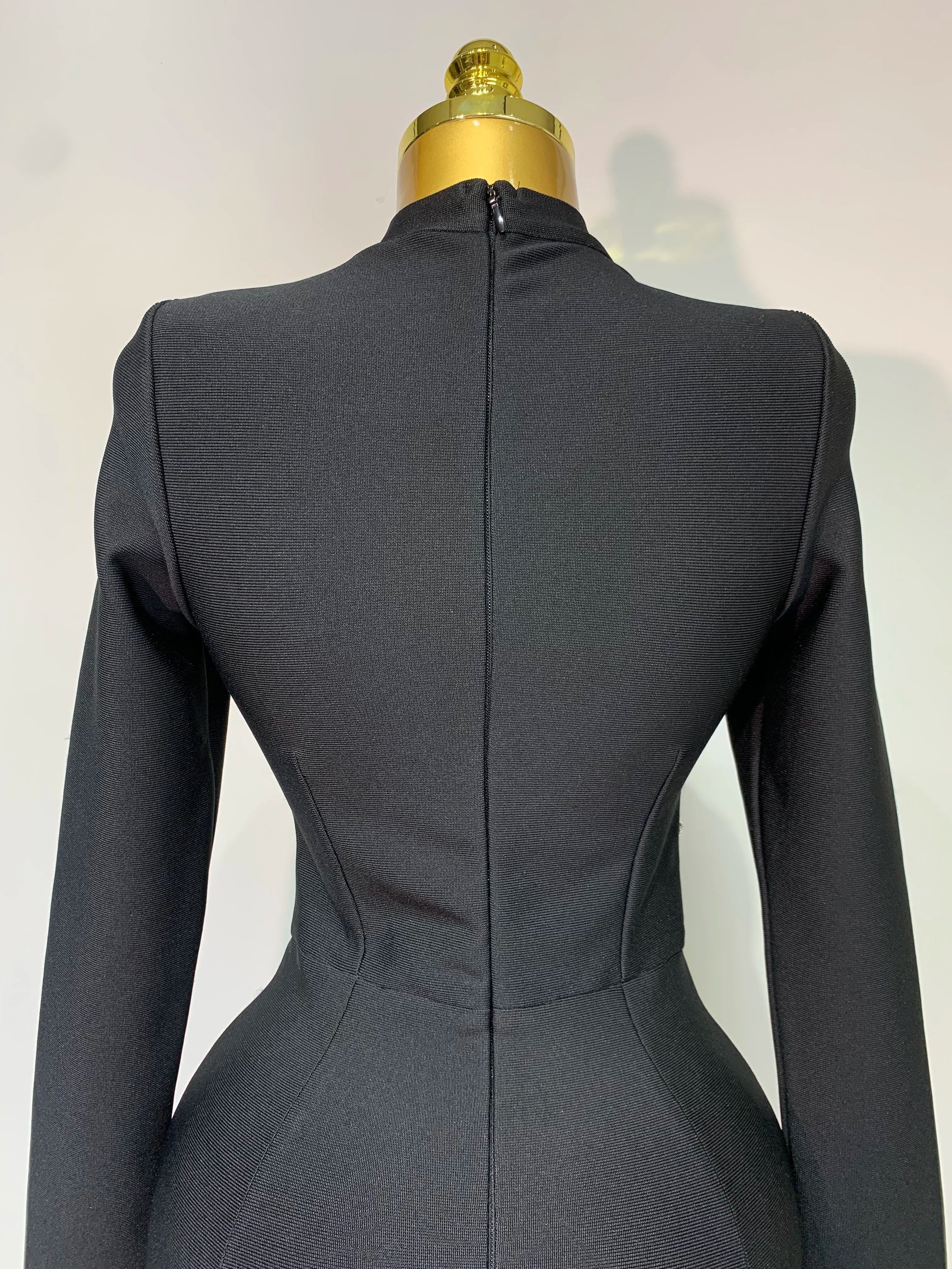 2025 Newest Fashion Designer Party Dress Women's Formal Long Sleeve Diamonds Bodycon Bandage Dress Elegant Luxury Birthday Gown