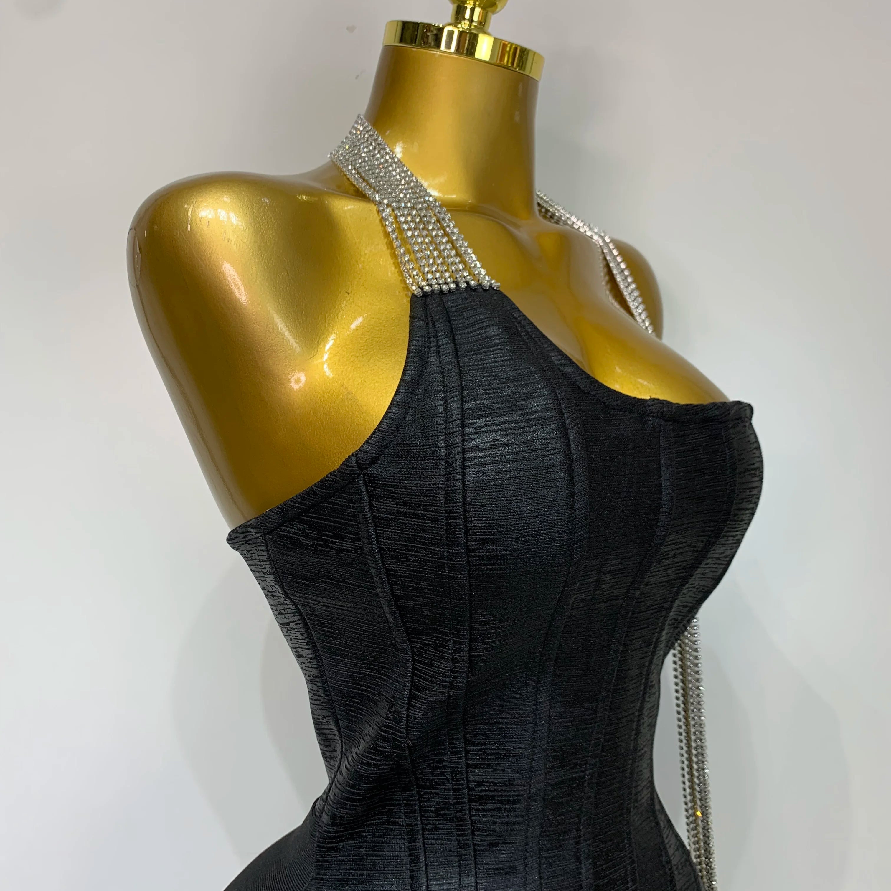 Women Sexy Strapless Backless Bandage Dresses Fashion Sleeveless Beading Cocktail Evening Party Luxury Birthday Prom Gown