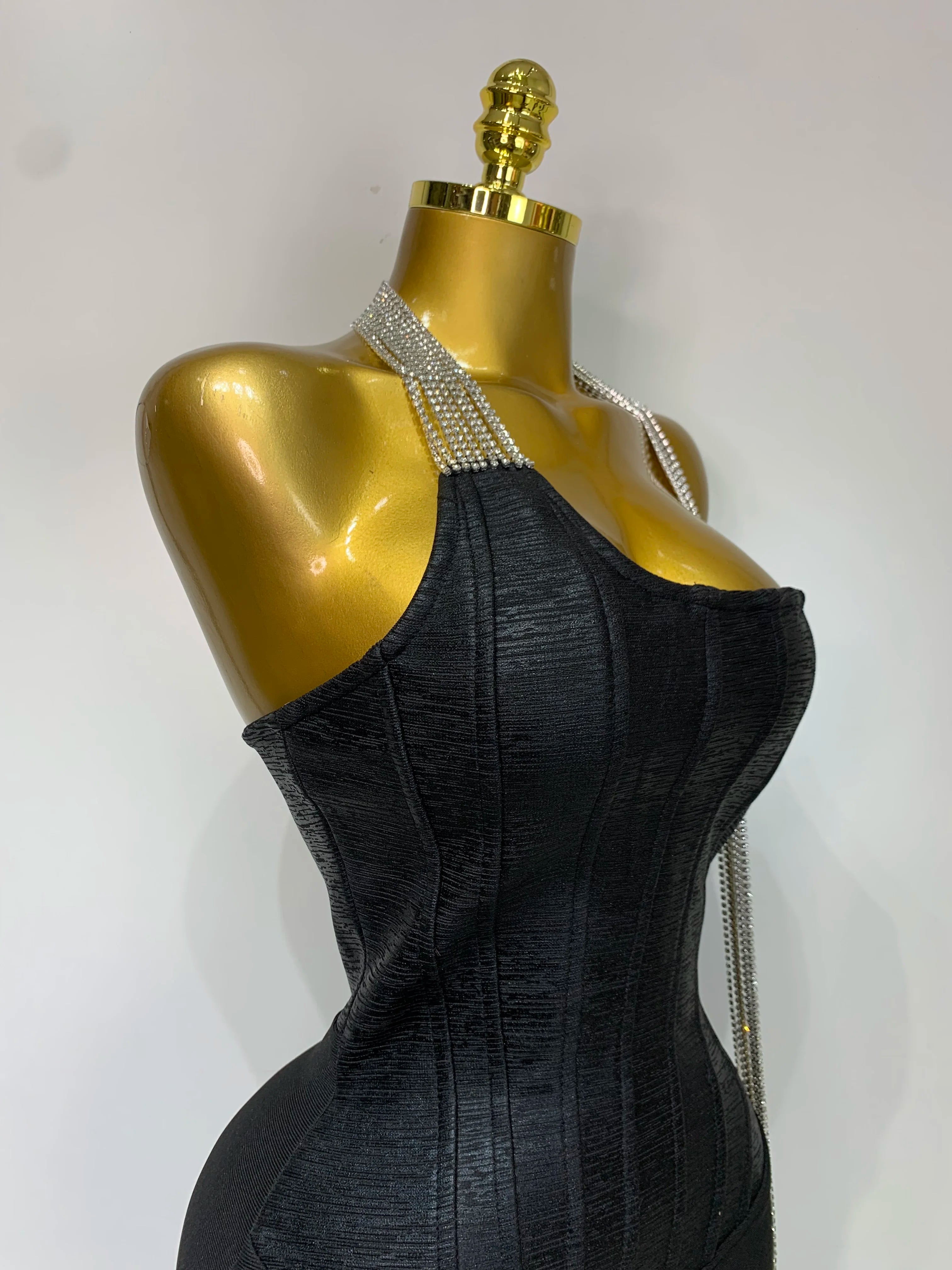 Women Sexy Strapless Backless Bandage Dresses Fashion Sleeveless Beading Cocktail Evening Party Luxury Birthday Prom Gown