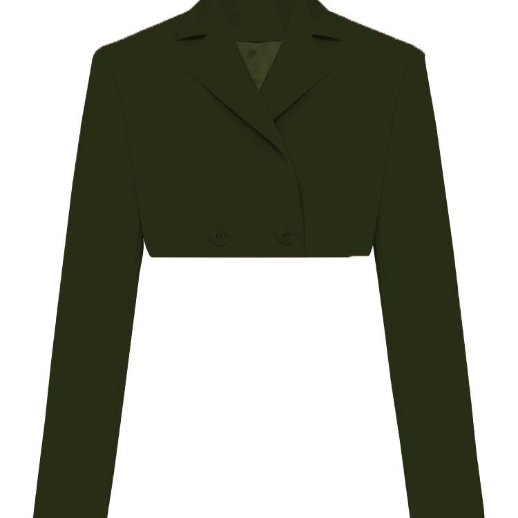 Taruxy Casual Two Piece Sets Women's Fall Outfits 2022 New Black Matching Sets With Skirt And Blazer Cropped Top Suit For Women Only ArmyGreen Coat