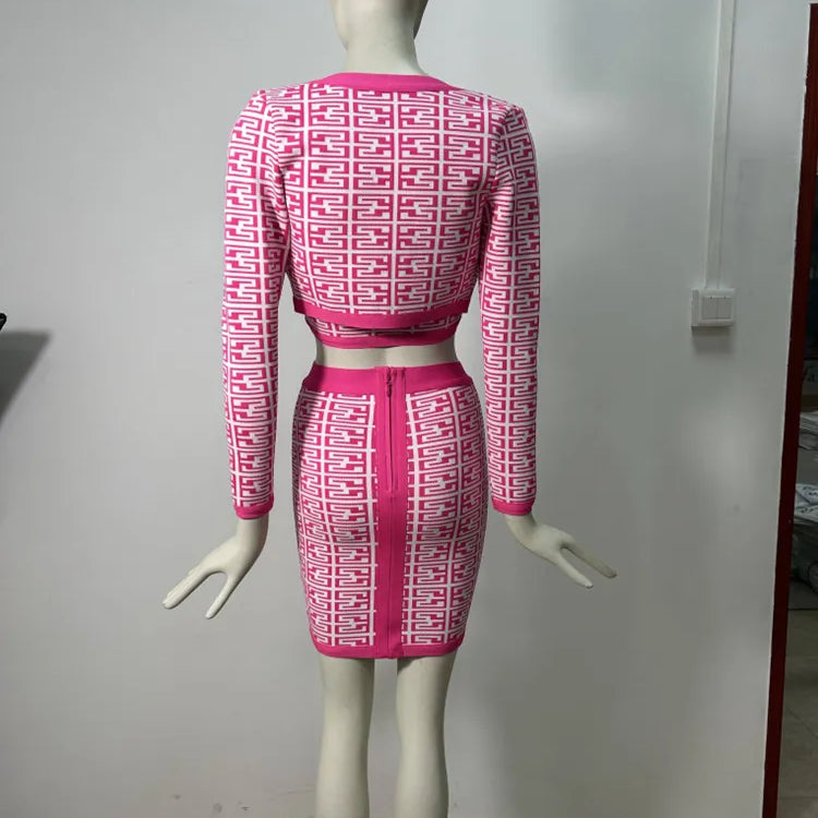 2024 New Autumn Women Long Sleeve Sexy 3 Pieces Bodycon Mini Set Fashion Celebrate Girls' Birthday Party Women's Set