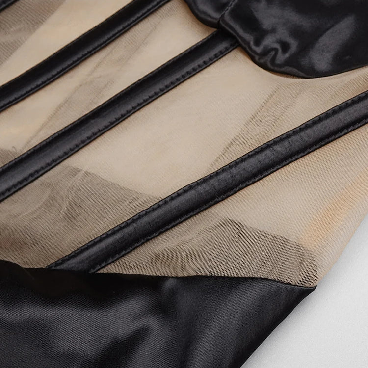 Elegance Satin Mermaid Gown One Shoulder Tulle Patchwork Stripes Crystals Details Pleated High Slit Celebrity Cocktail Gowns