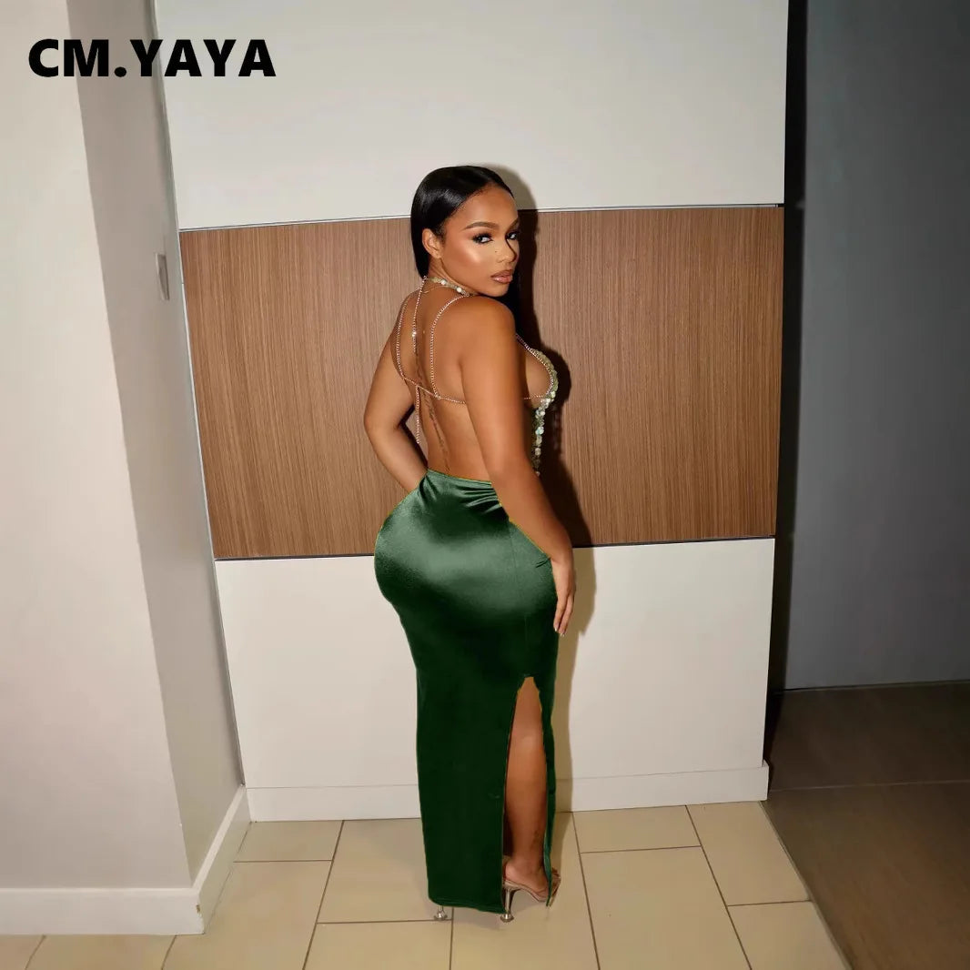 CM.YAYA Vintage Women Satin Bodycon Long Pencil Maxi Long Skirt 2025 Summer Sweet Holiday Beach Street INS Fashion OL Skirts