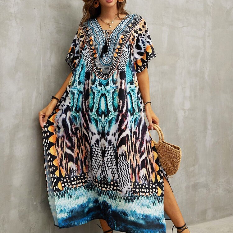 Plus Size Beach Cover Up Robe Plage Pareo Long Dress Summer Beachwear Swimsuit Cover Up Tunic For Beach Kaftan Dress Color 23 One Size