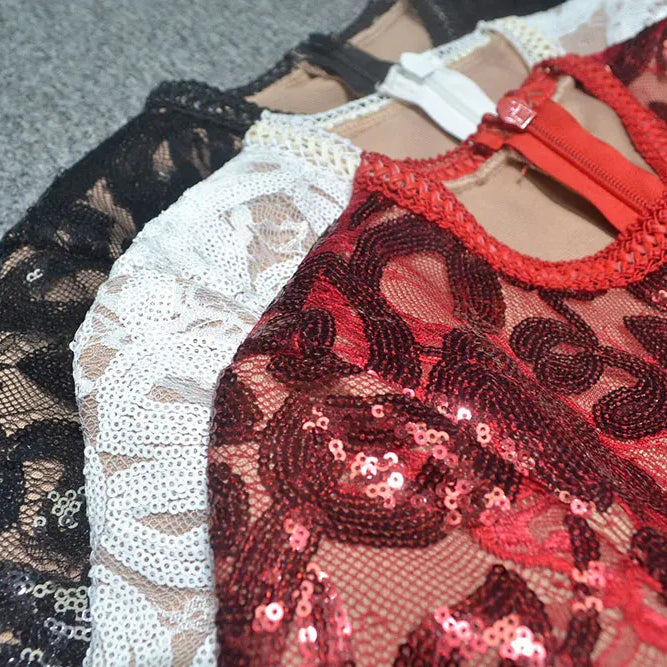 2025 Women'S Light Luxury Sequin Patchwork Bandage Jumpsuit O-Neck Long Sleeved Waistband Flared Jumpsuit Pants Party Jumpsuit