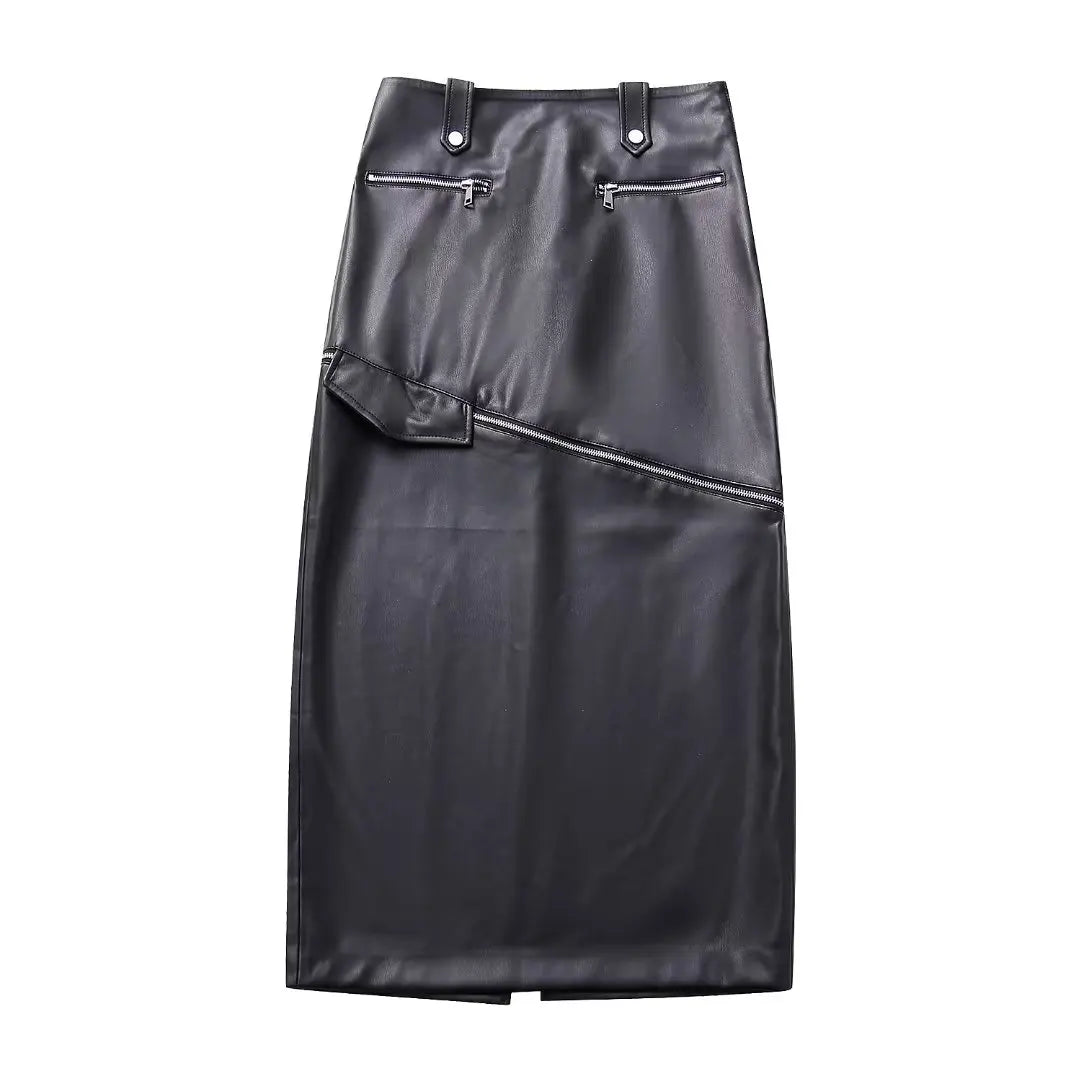 Women New Fashion Strip decoration Cropped Locomotive style Faux leather Vest Vintage sleeveless Female Waistcoat Chic Tops Skirts