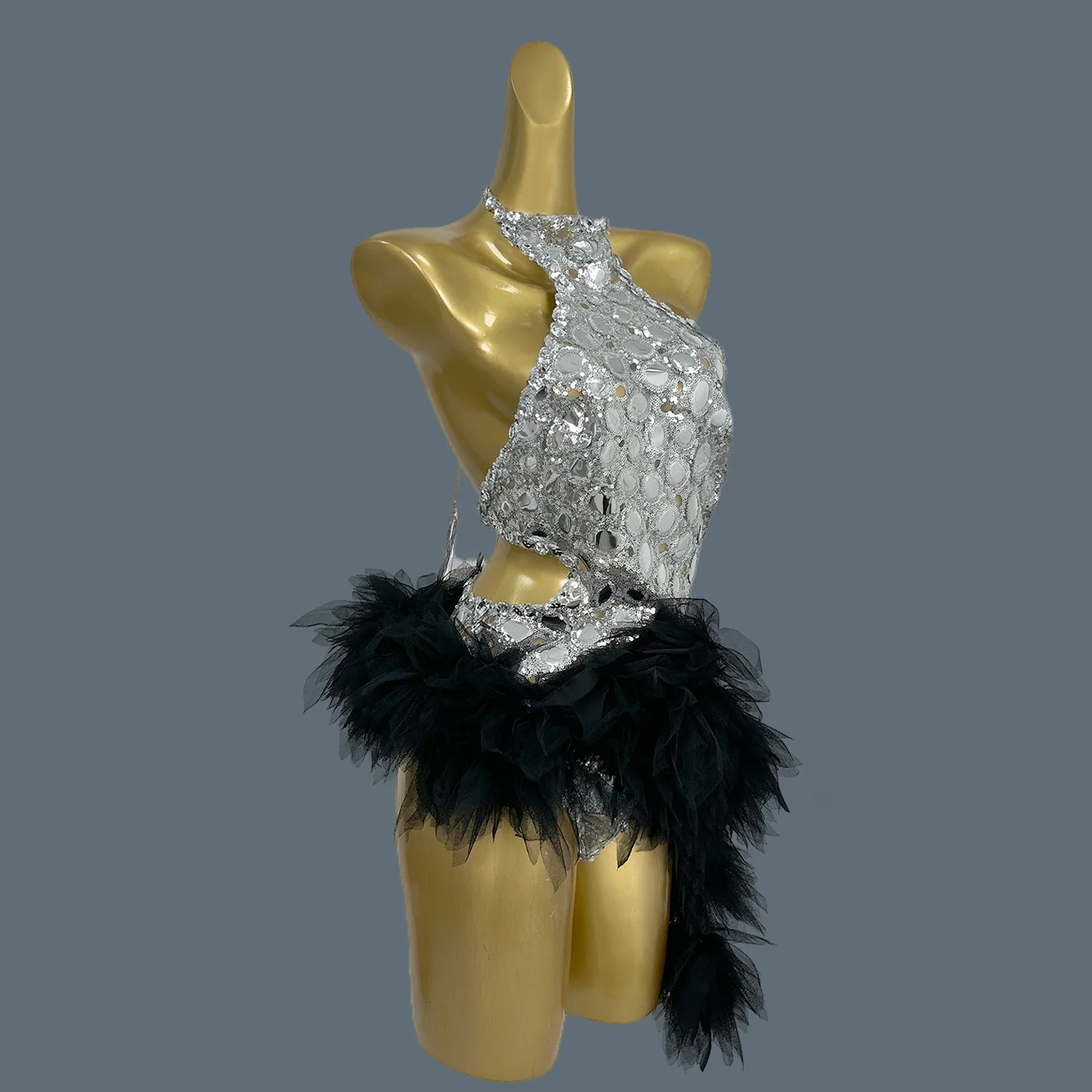 Sexy Unique Design Backless Sleeveless Sequin Jumpsuit for Women Stage Dance Leotard Bodycon One Piece Bodysuit Yuanjing